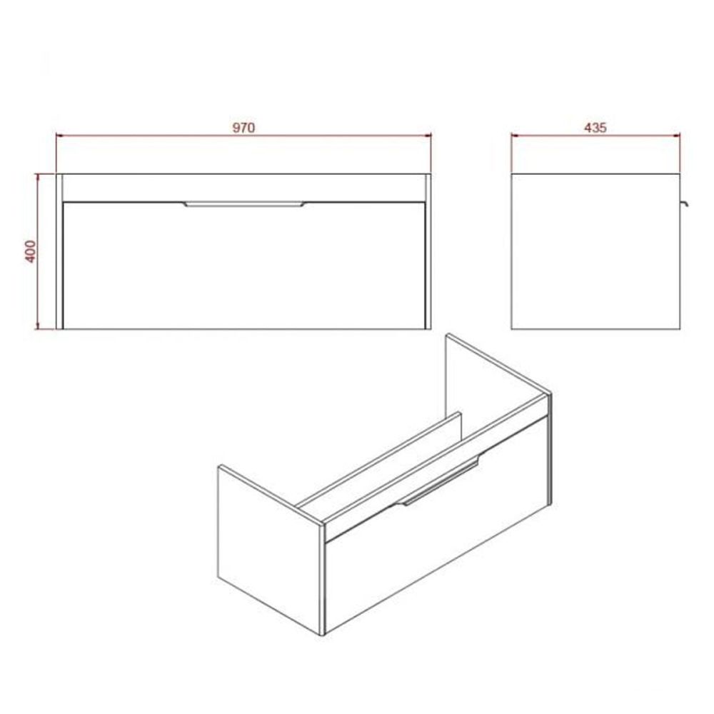 Britton Shoreditch Caramel Single Drawer Wall Hung Vanity Unit with Ice Blue Worktop 1000mm
