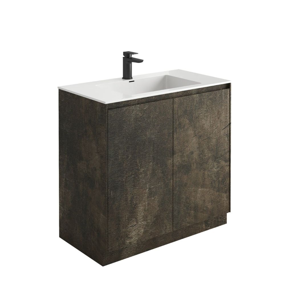 Odion Metallic Floor Standing Vanity Unit with White Basin 900mm
