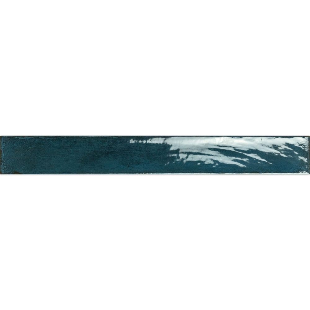 Capri Blue Gloss Ceramic Brick Tile - 400x50mm