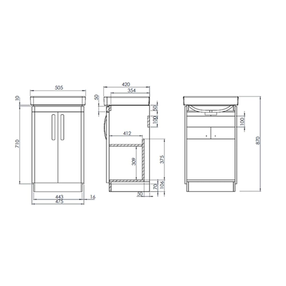 Tavistock Compass Gloss White Floor Standing Vanity Unit with Ceramic Basin 500mm
