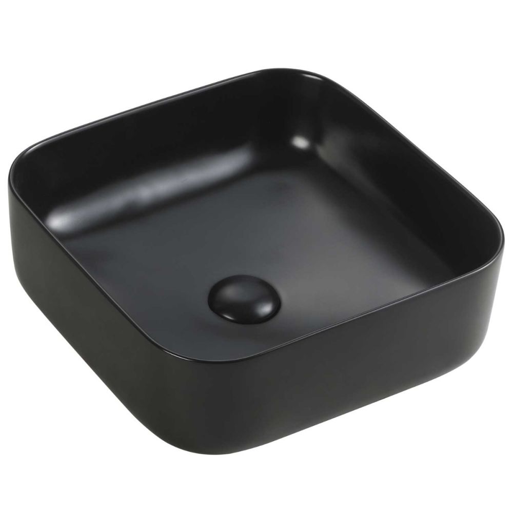 Orbit Matt Black Square Countertop Basin