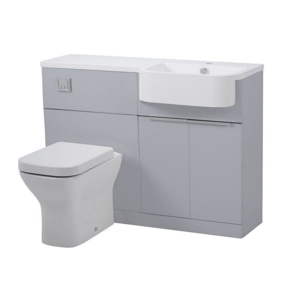 Tavistock Match Gloss Light Grey Right Hand Combination Vanity Basin & WC Unit 1200mm