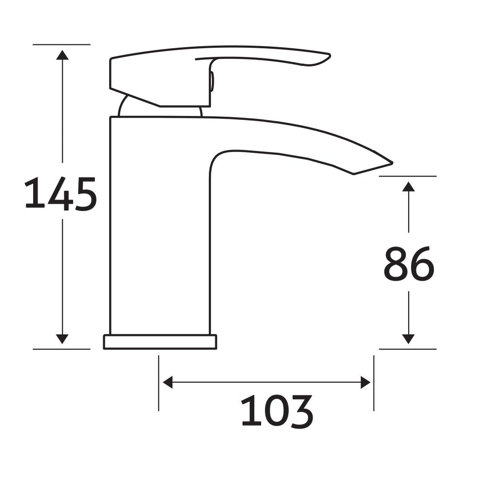 Tear Chrome Basin Mixer Tap - dimensions