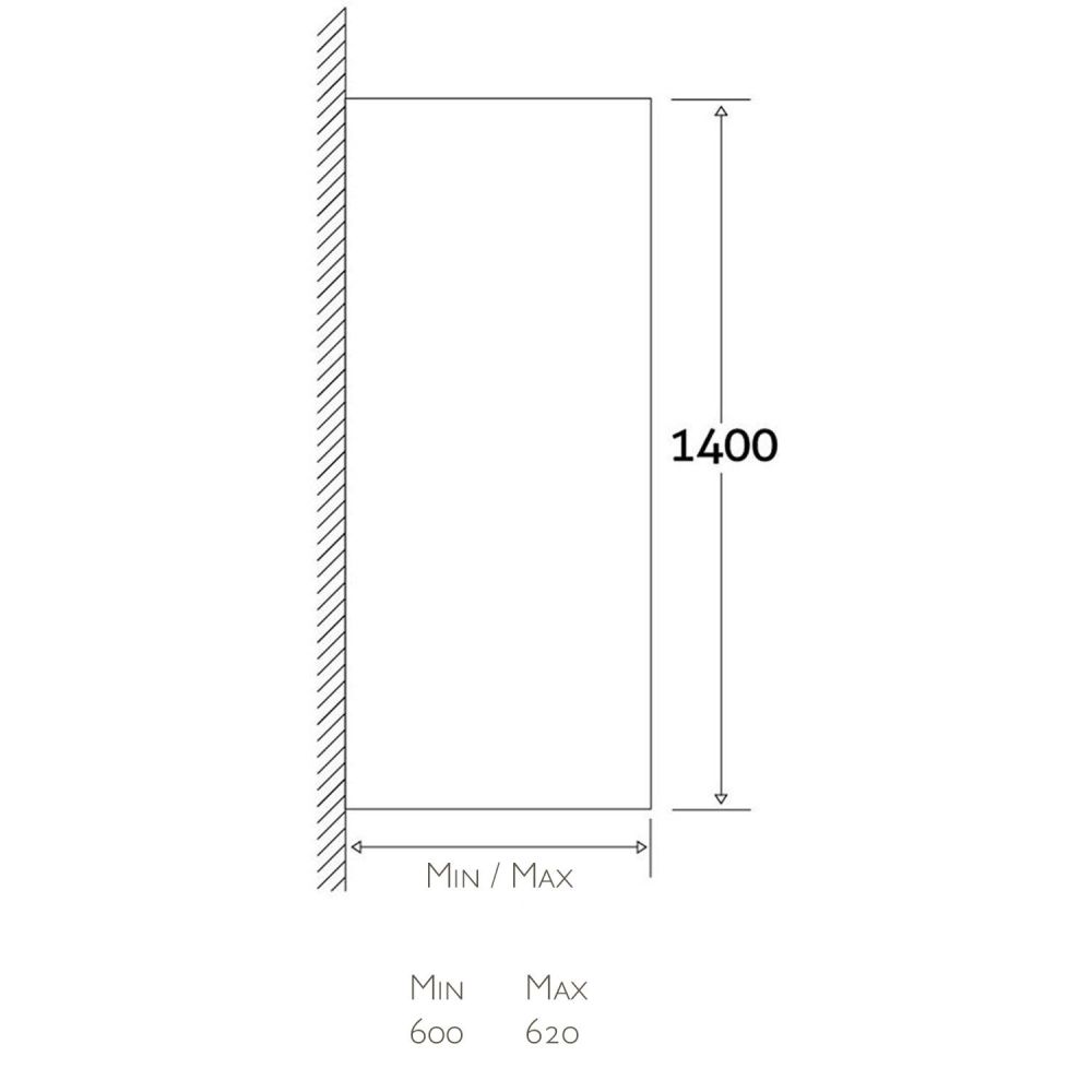Glyn Chrome Single Frameless Bath Screen Spec Drawing
