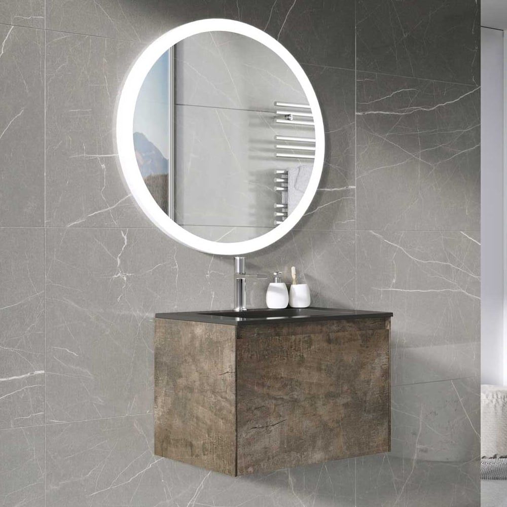 Zia Circle Round LED Illuminated Bathroom Mirror 600x600mm Lifestyle