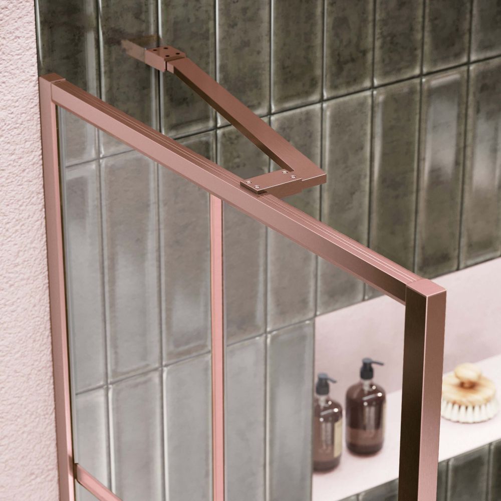 Amien Brushed Bronze Shower Screen Angled Support Bar 480mm