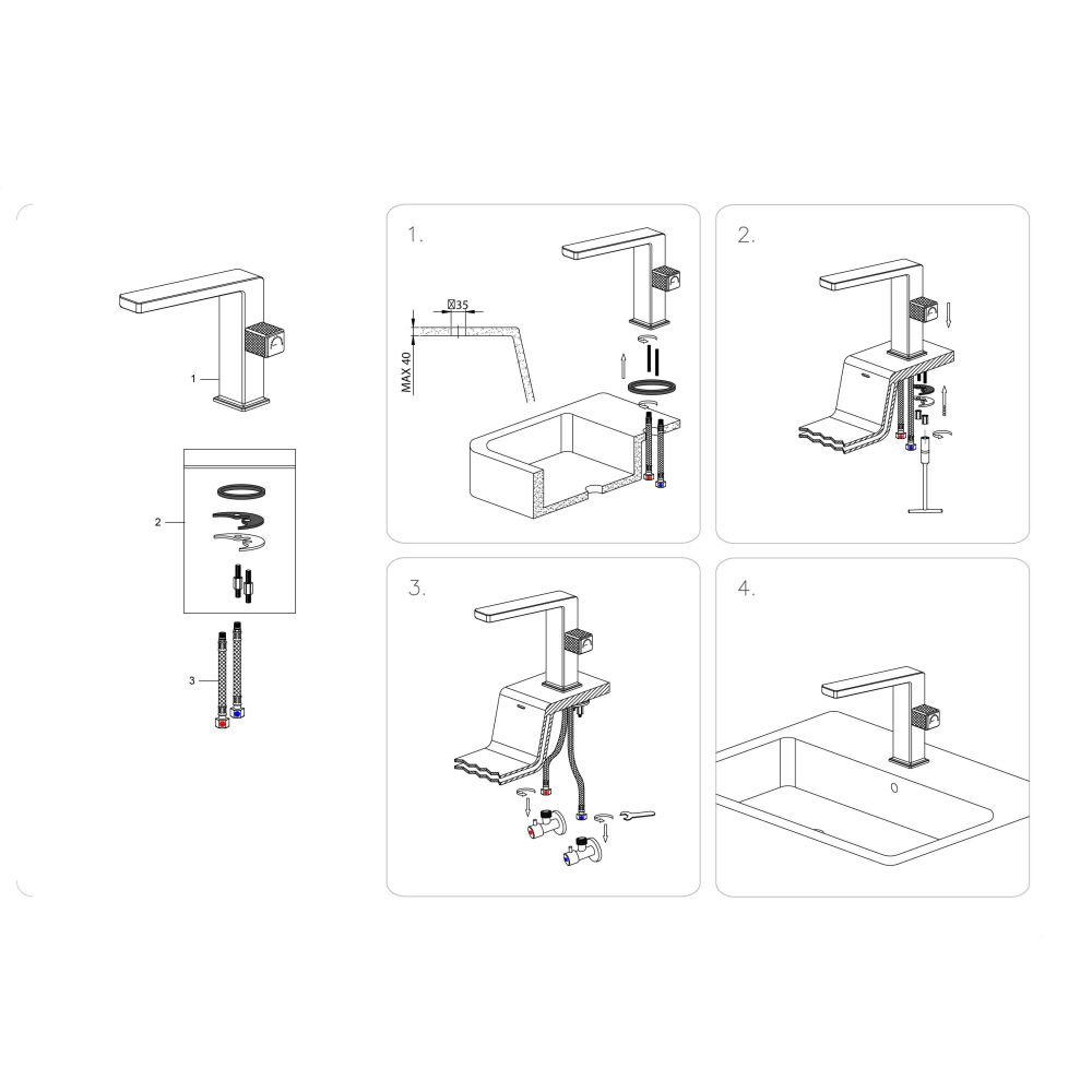 Flint Chrome Basin Mixer Tap dimensions 2