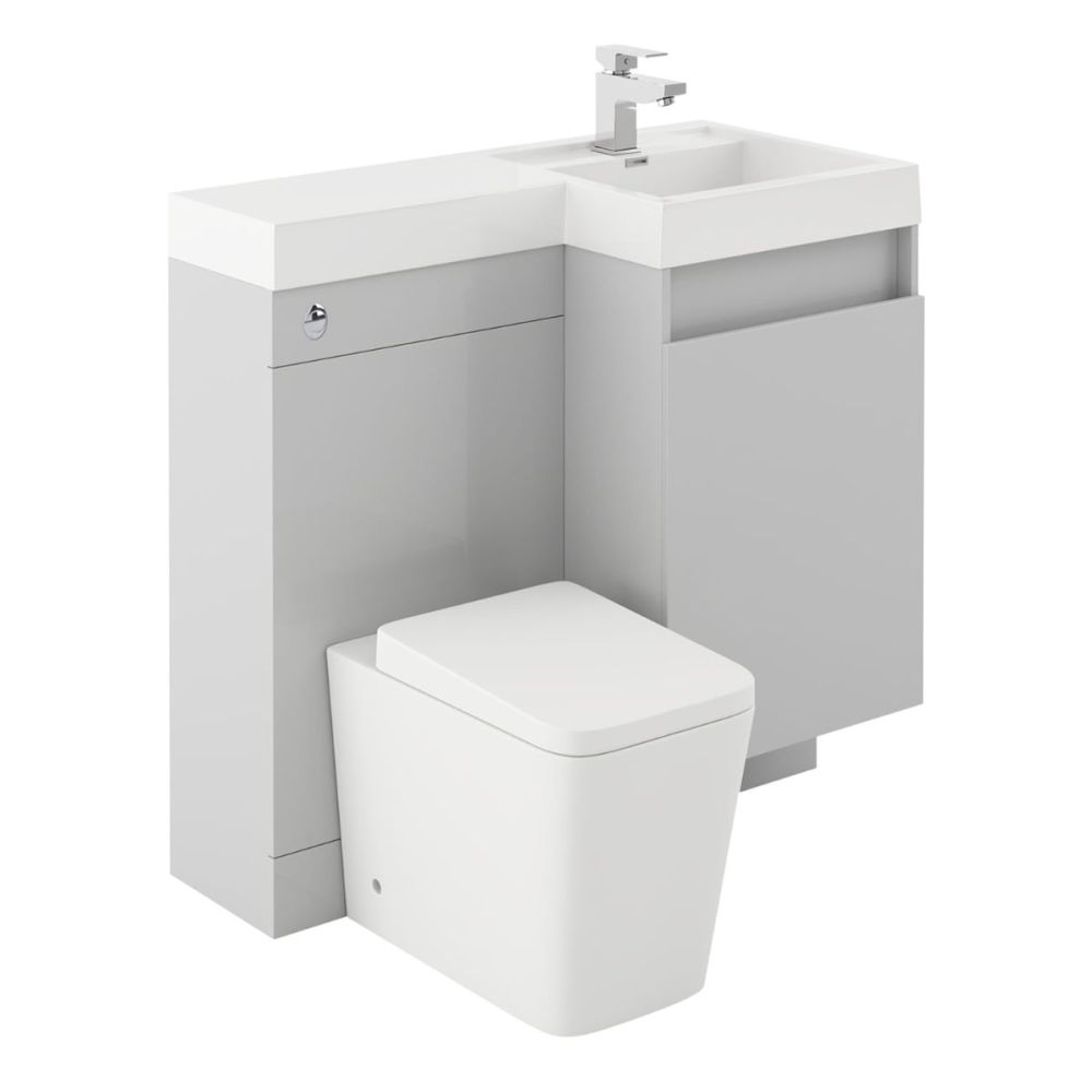 Summers Gloss Light Grey Right Hand Combination Vanity Basin and WC Unit 900mm