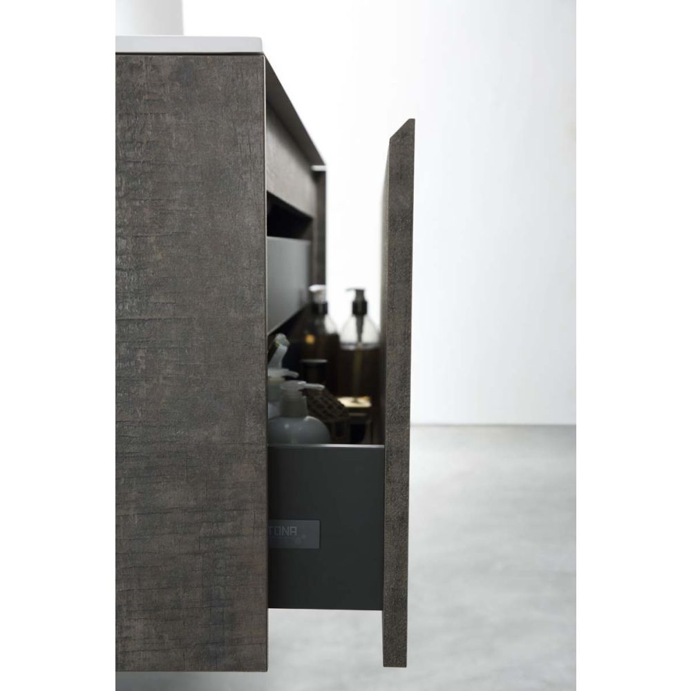 Odion Metallic Wall Hung Vanity Unit with Black Basin 600mm