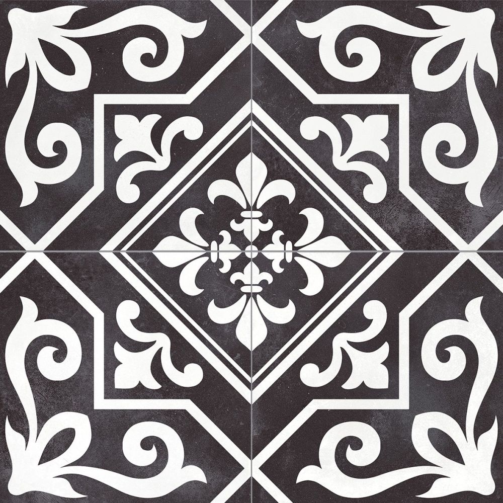 Xabia Black Reverse Patterned Matt Porcelain Tile 452x452mm