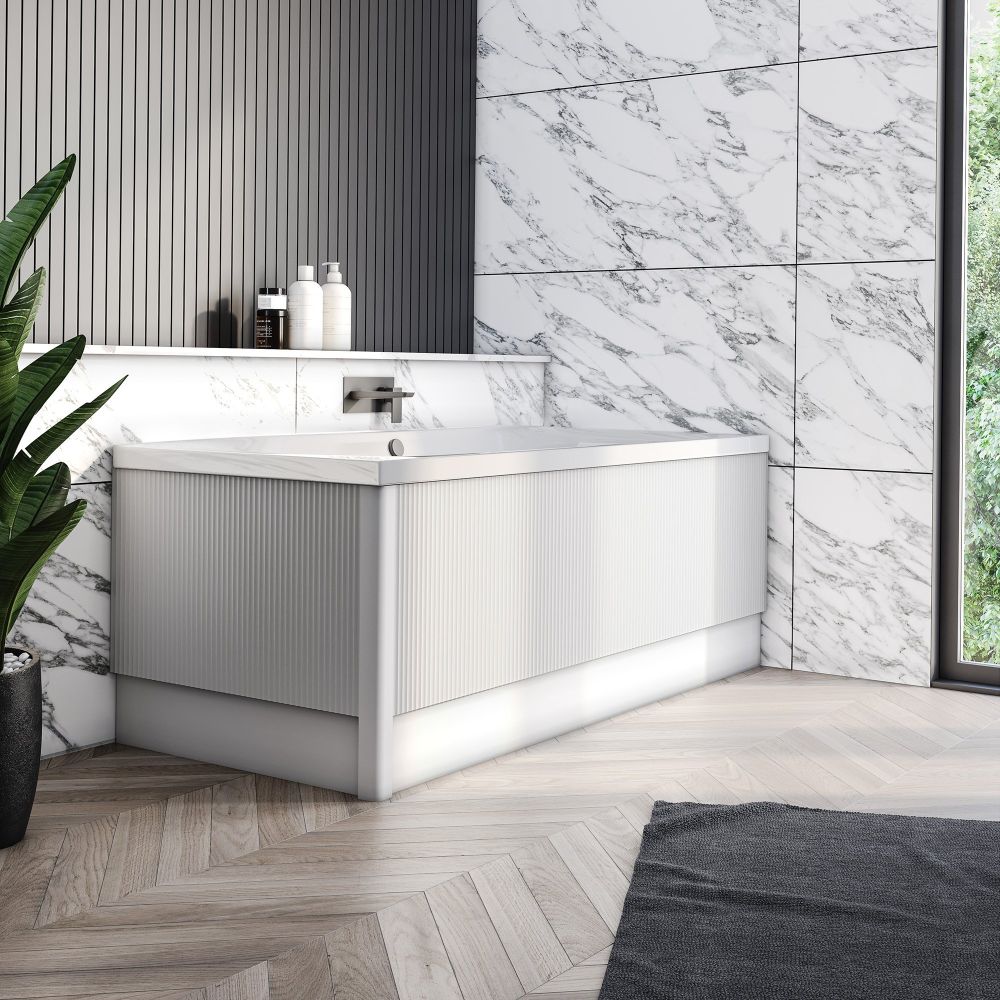 Matt White Ribbed End Bath Panel & Corner Post - 800mm
