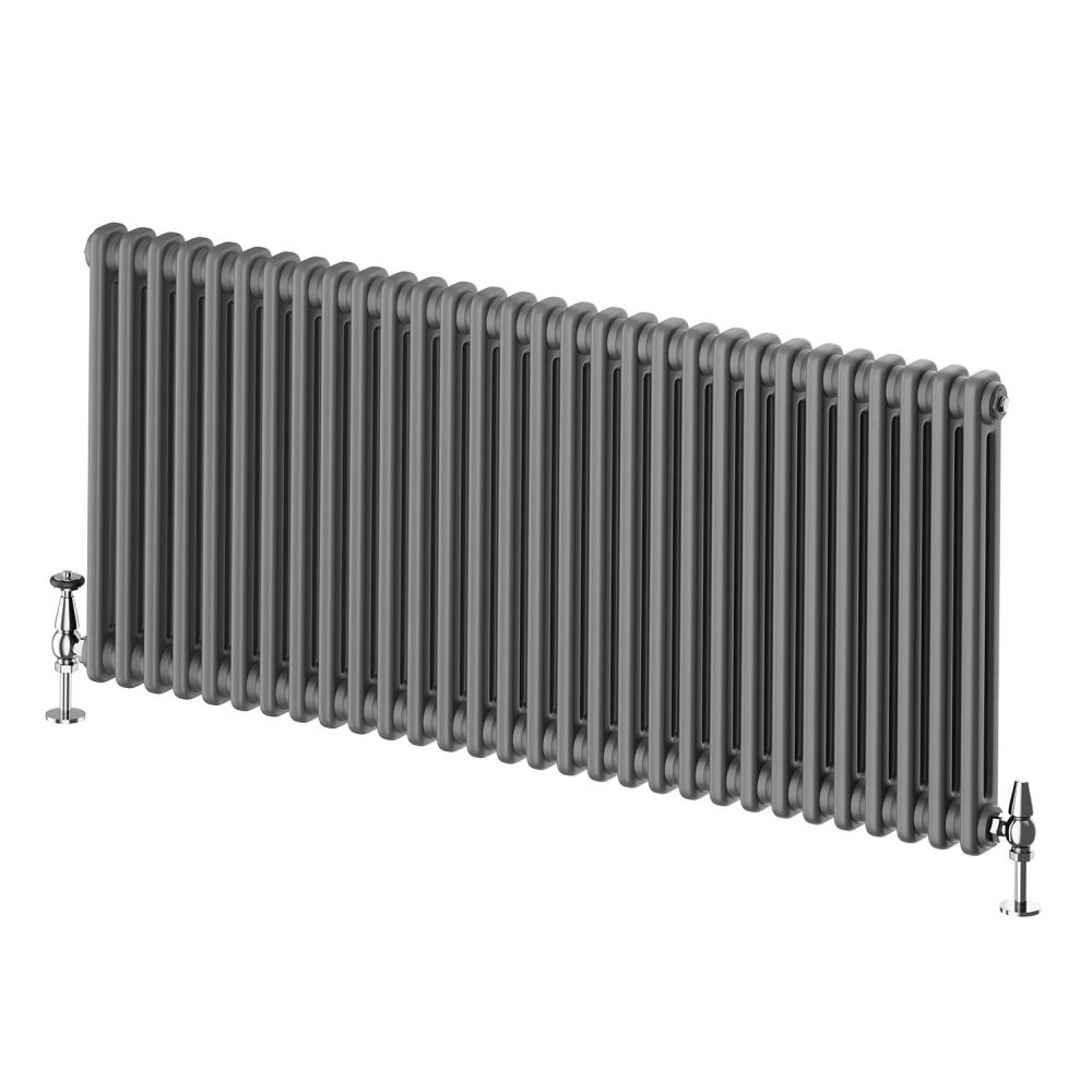Upton Grey Double Horizontal Column Radiator - 600x1370mm