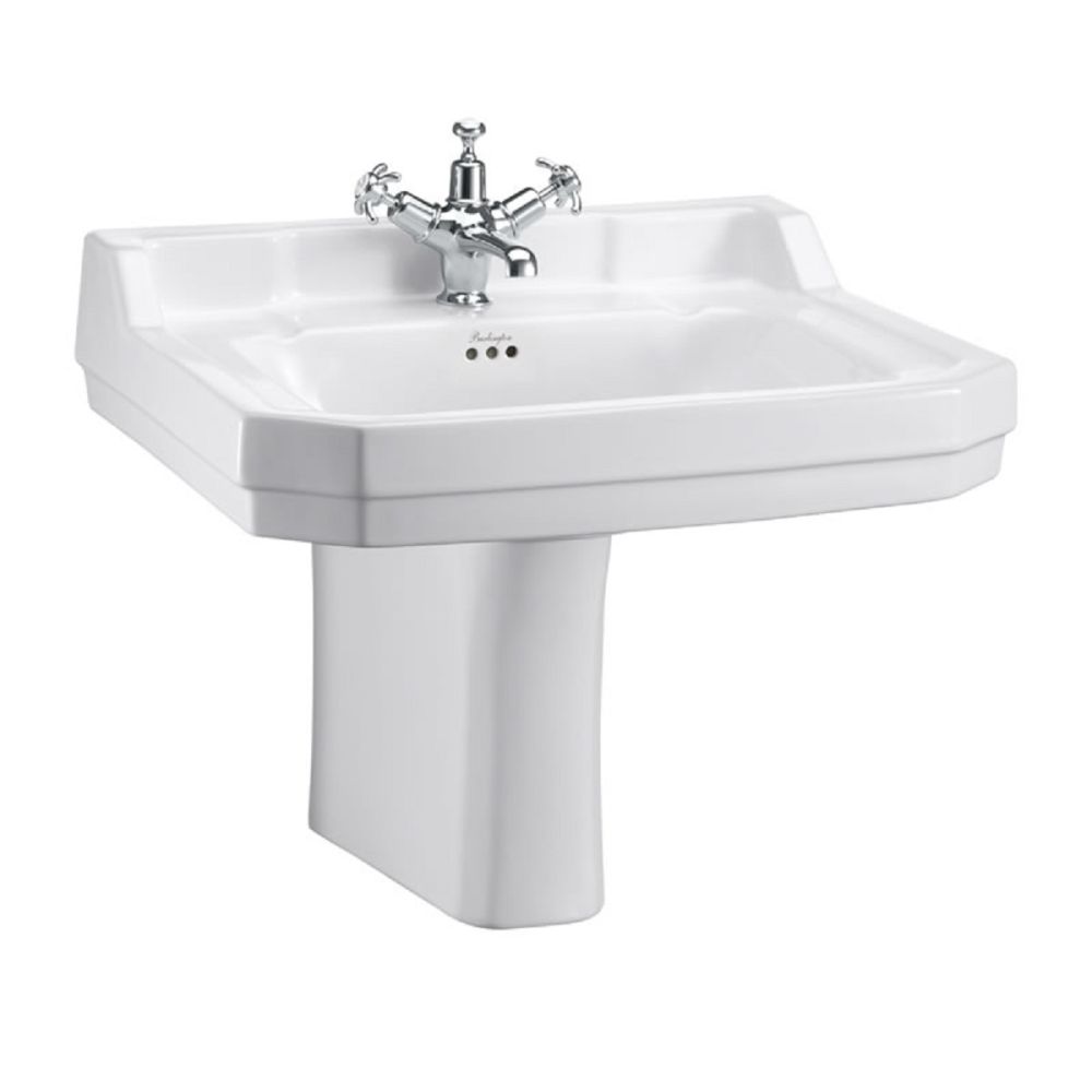 Burlington Edwardian Large Square Basin & Semi Pedestal 1 Tap Hole