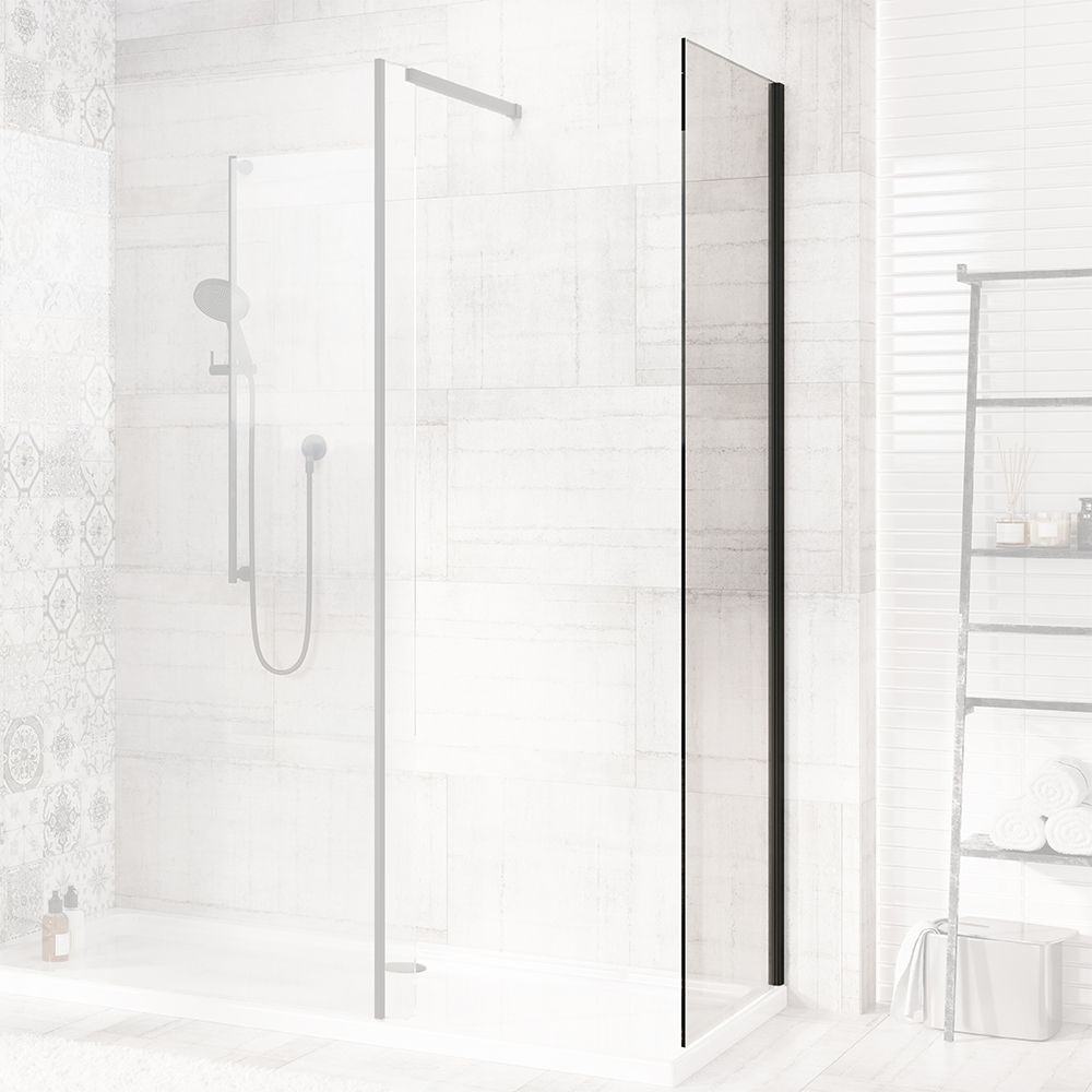 Rivar Black Walk In Shower Enclosure End Panel 680mm
