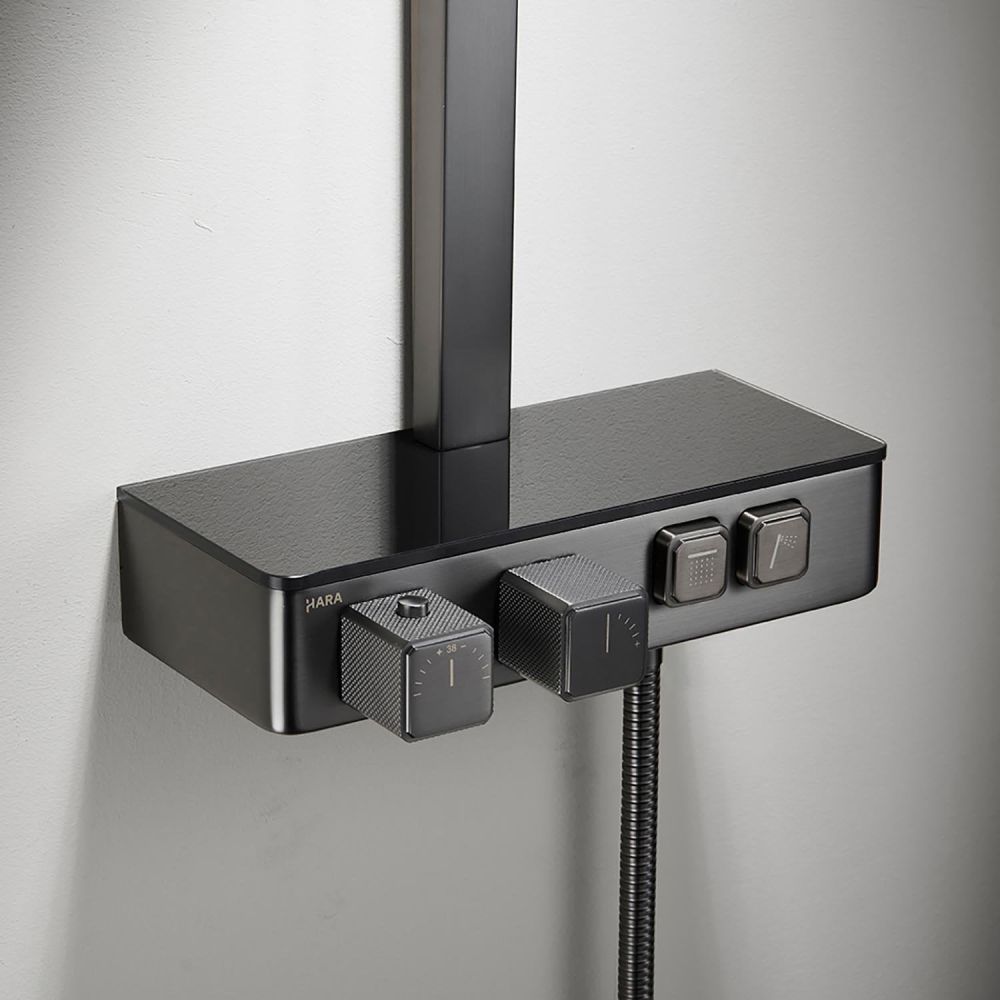 Flint Gunmetal Thermostatic Shower Pack