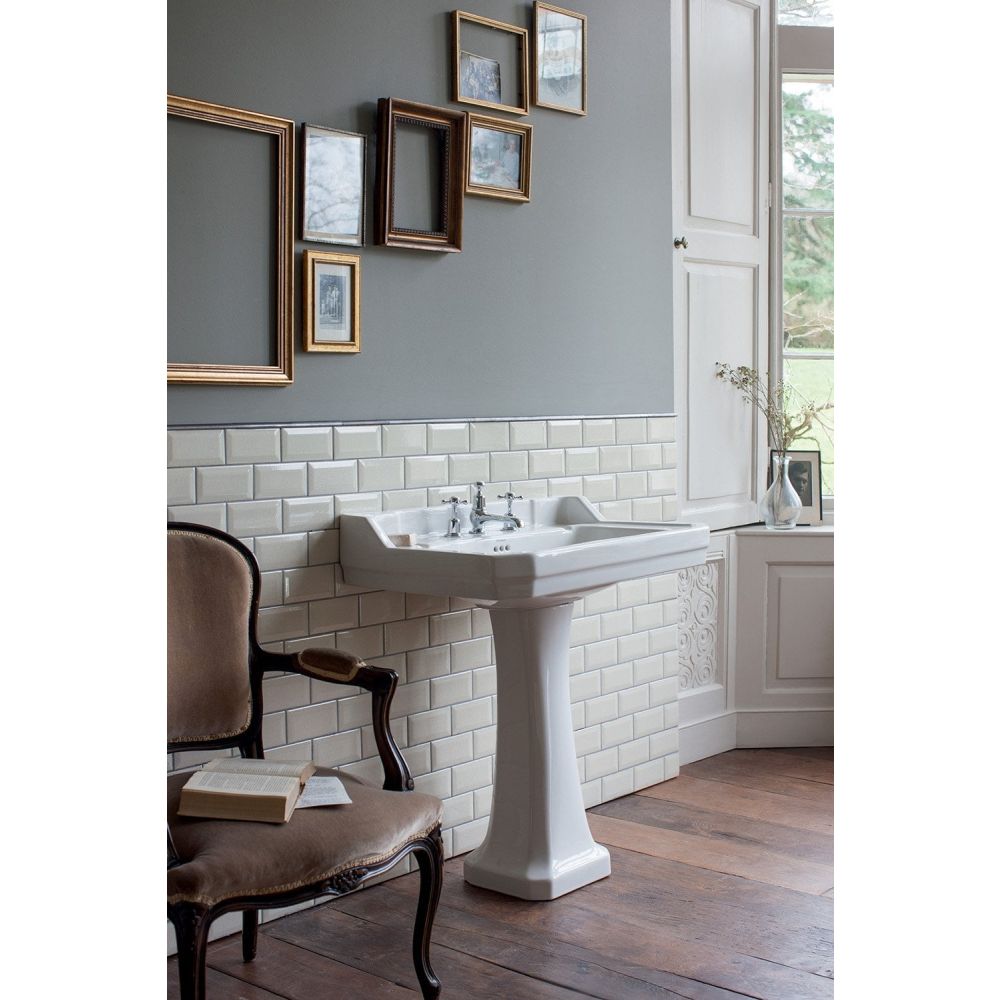 Burlington Edwardian Large Square Basin & Pedestal 1 Tap Hole
