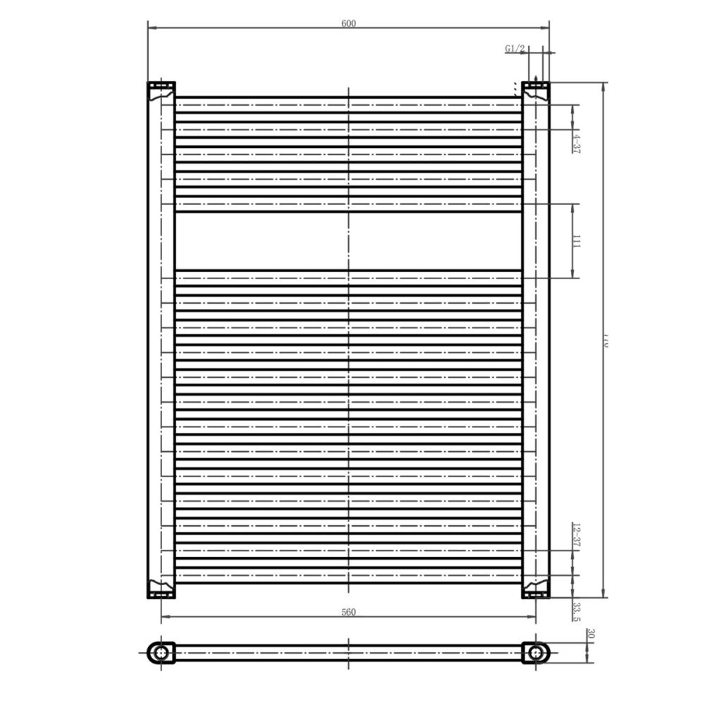 Neptune Anthracite Heated Towel Rail 770x600mm