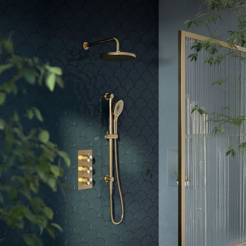 Moray Champagne Gold Concealed Valve Shower Pack Roomset