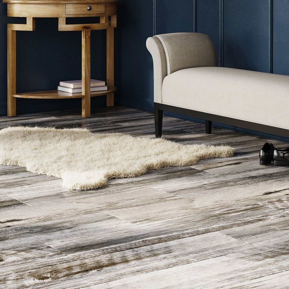 Myst Greige Gloss Wood Effect Porcelain Tile 235x980mm