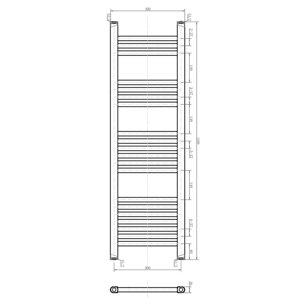 Neptune Anthracite Heated Towel Rail 1200x400mm