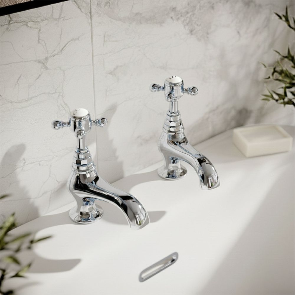 Grosvenor Chrome Pair of Bath Pillar Taps