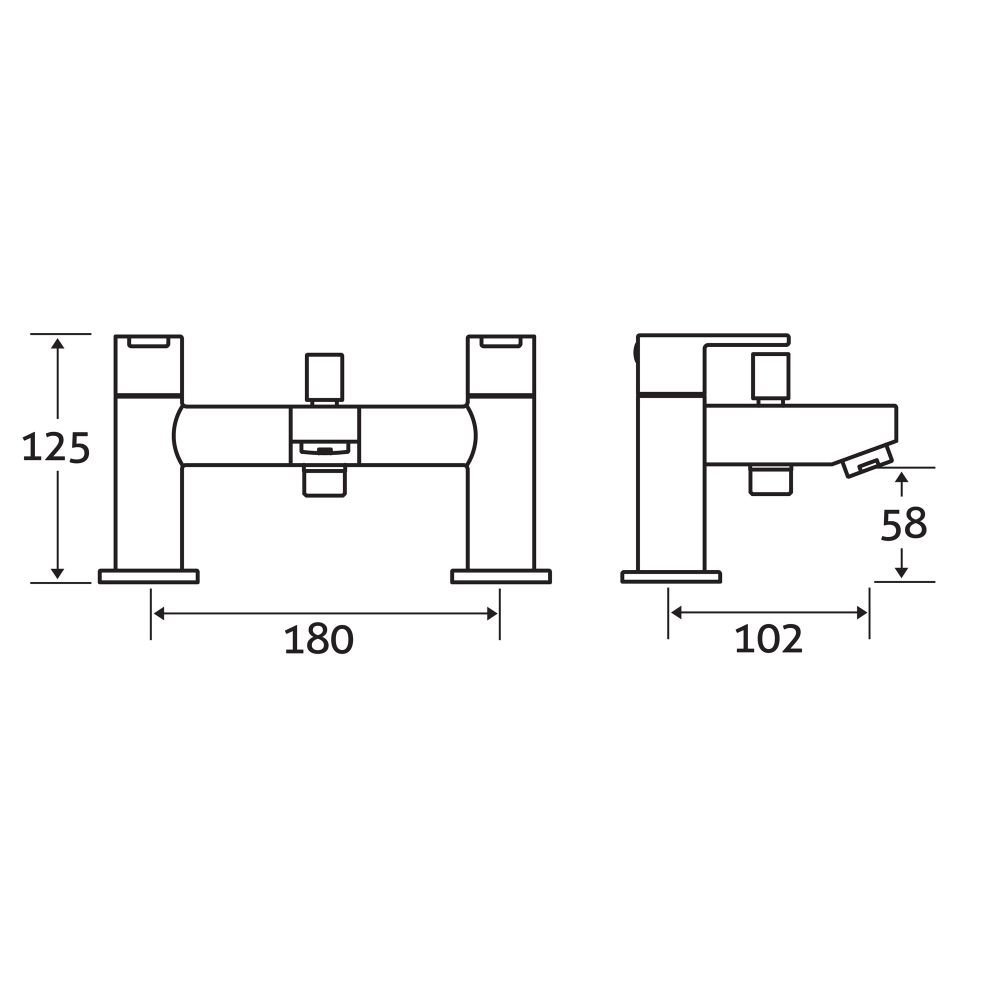 Bath Shower Mixer Tap Dimension Drawing