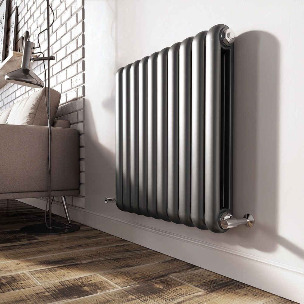 Etam Grey Horizontal Column Radiator 600x622mm