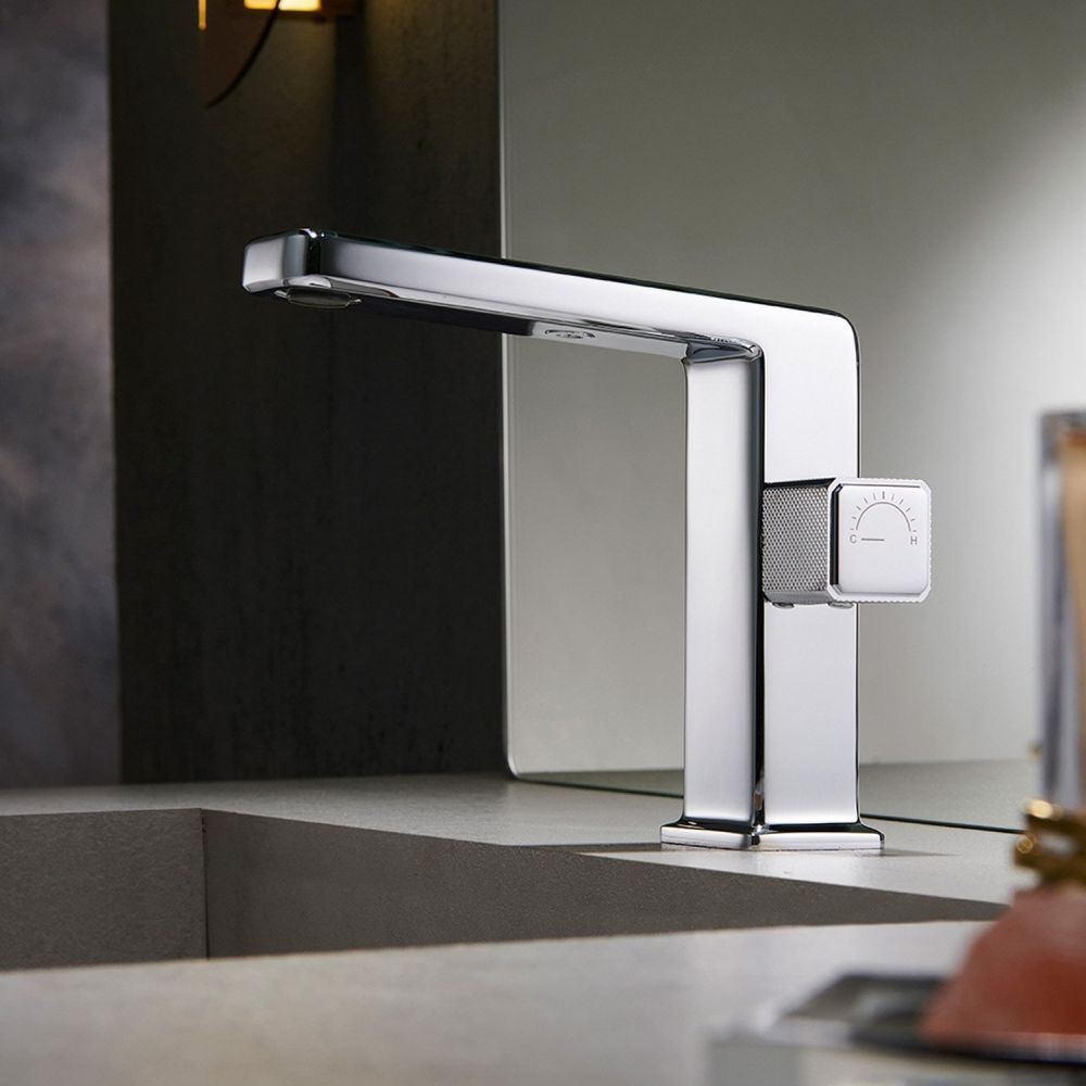Angled view of the Flint Chrome Basin Mixer Tap