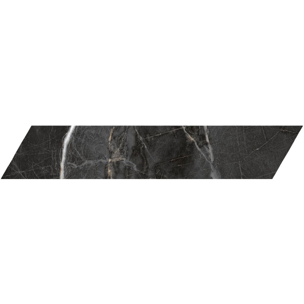 Salerno Black Matt Marble Chevron Tile 80x400mm