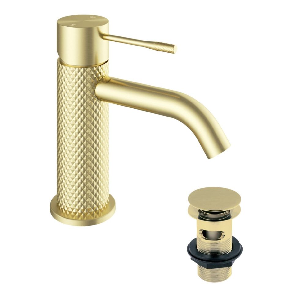 Moray Champagne Gold Knurled Basin Tap