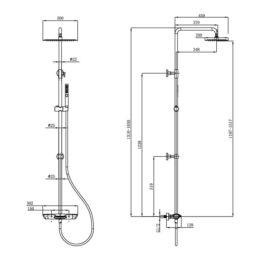 Zena Chrome Thermostatic Shower Pack with Bath Spout Spec