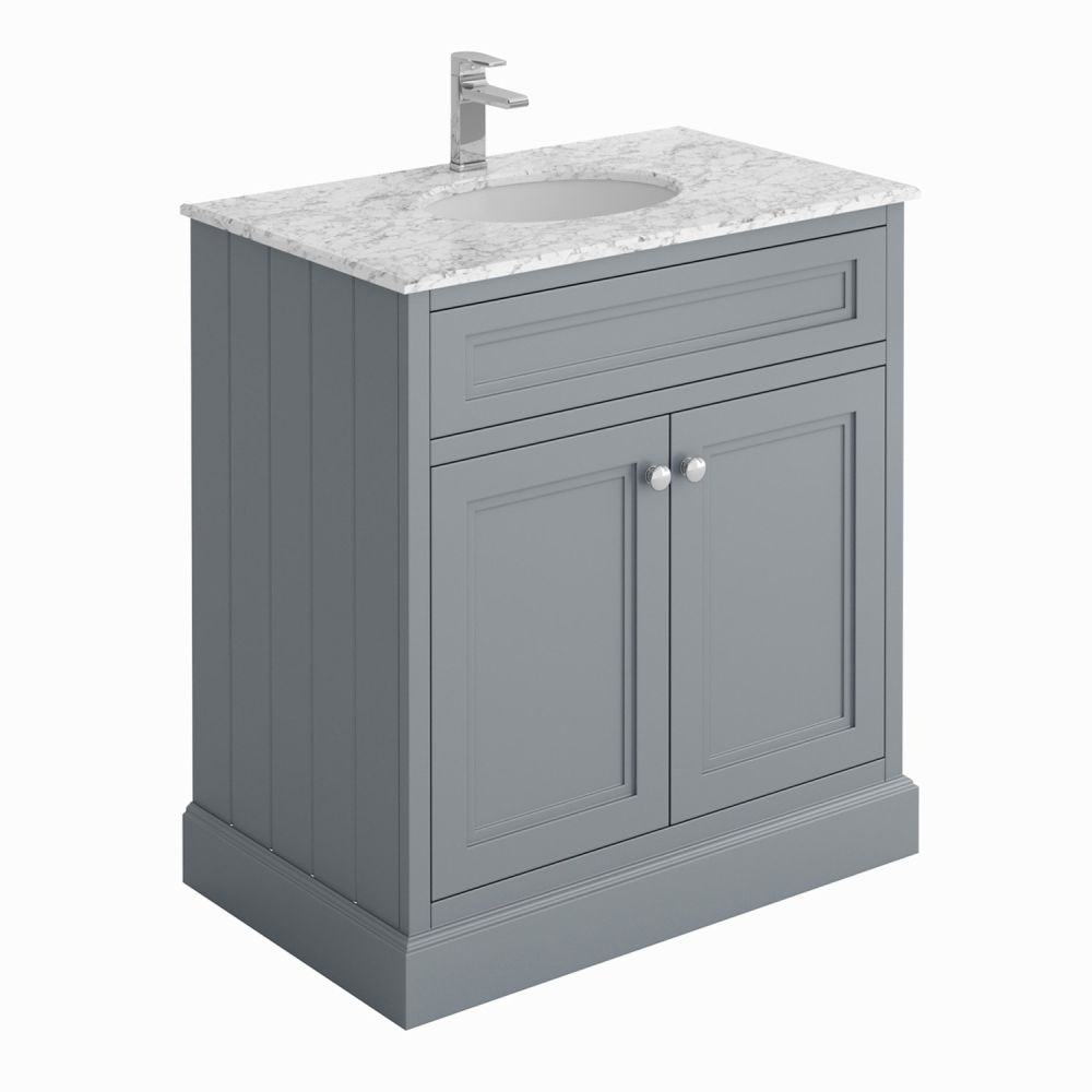 Richmond Light Grey Floor Standing Traditional Vanity Unit with White Marble Top 800mm