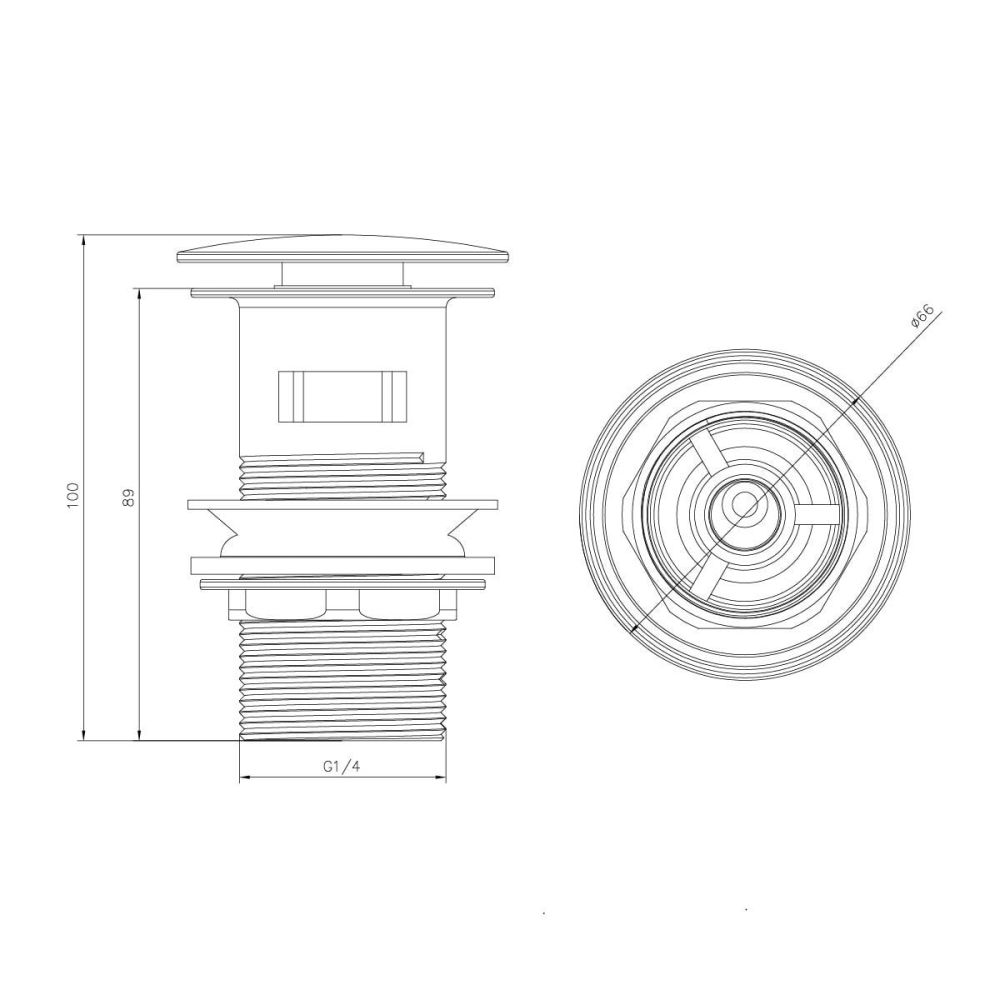 Brushed Bronze Click Clack Slotted Basin Waste