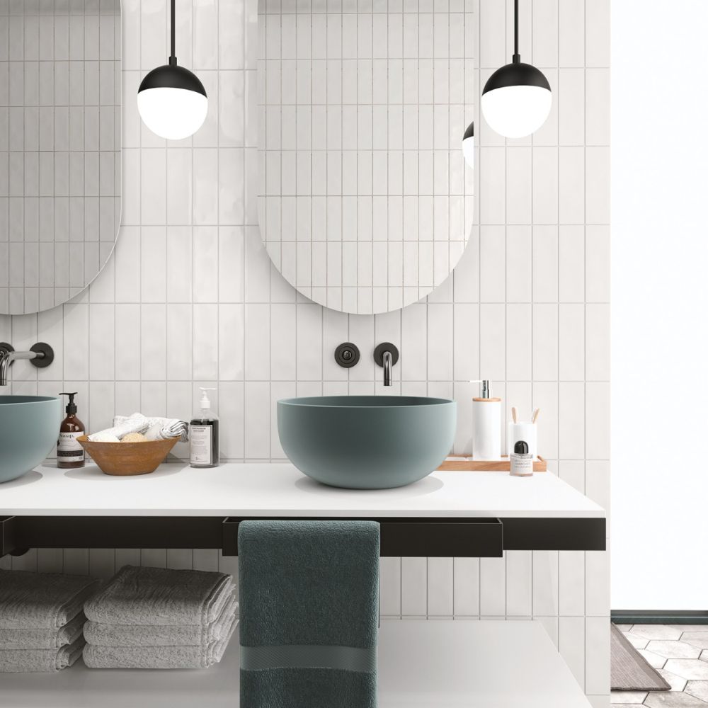 Borneo Soft White Gloss Porcelain Tile 65x200mm