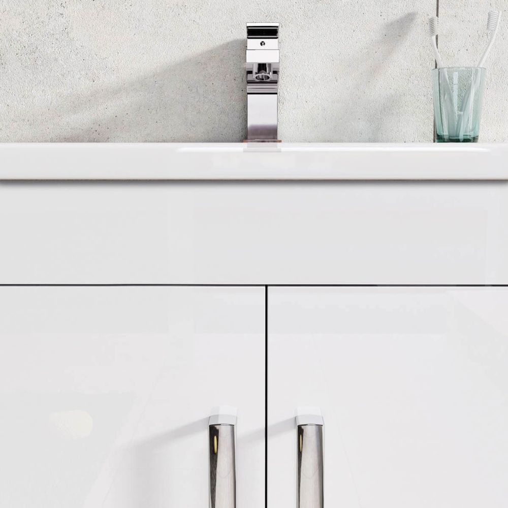 Nante Gloss White Floor Standing Vanity Unit with Ceramic Basin 515mm
