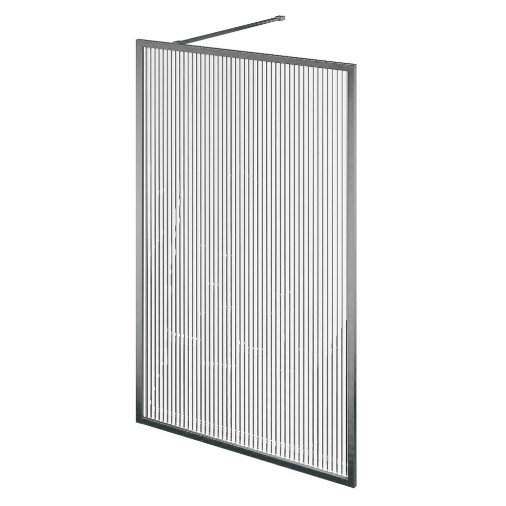 Amien Gunmetal Fluted Glass Bath Screen 1500x800mm