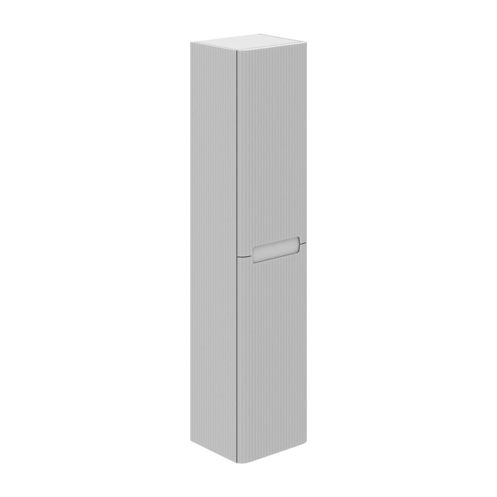 Soar Ribbed White Wall Mounted Tall Storage Cabinet