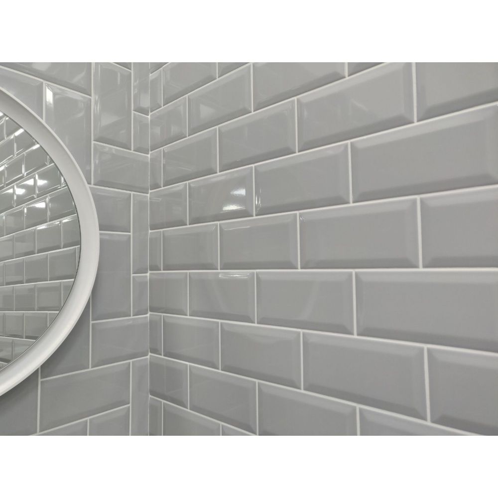 Metro Light Grey Ceramic Brick Tile 100x200mm