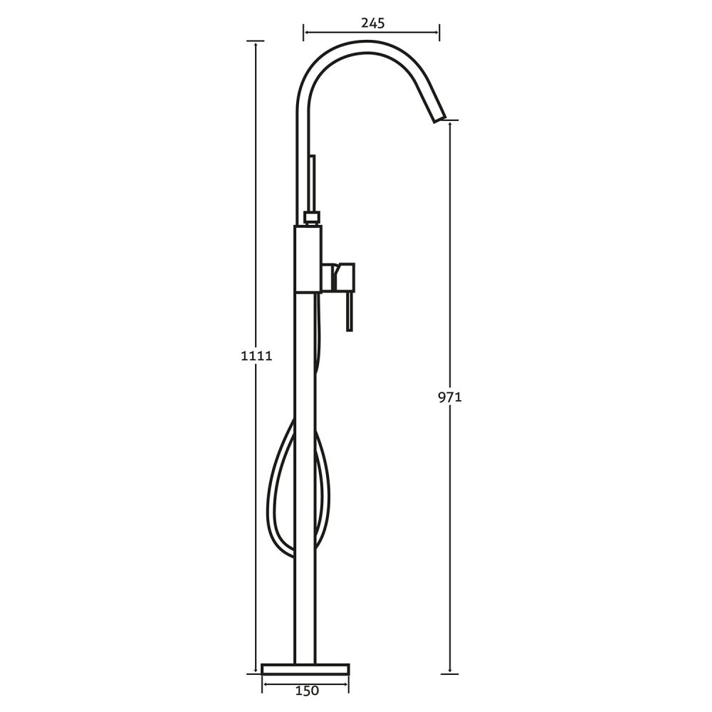 Tear Chrome Freestanding Bath Shower Mixer Tap - Dimensions
