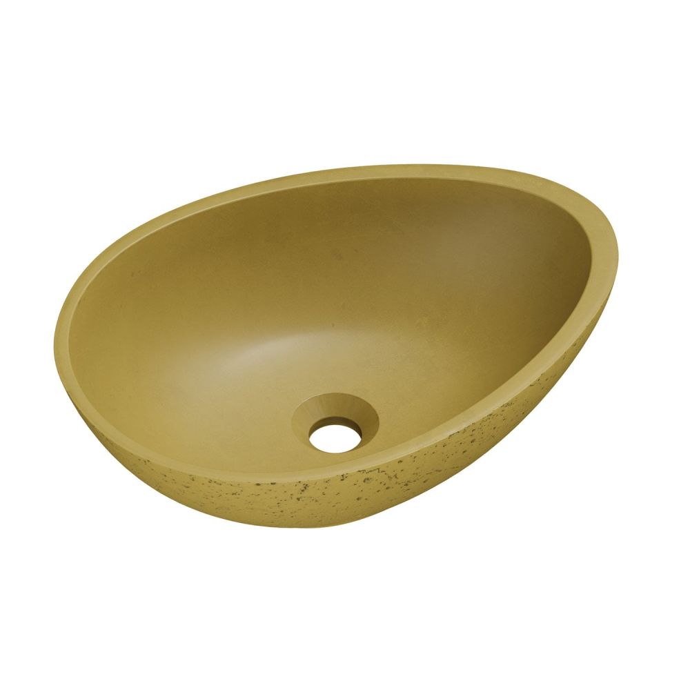 Brava Mustard Travertine Texture Concrete Egg Countertop Basin 500x360mm