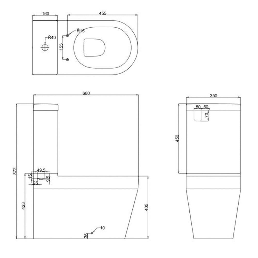 Britton Stadium Close Coupled Toilet with Soft Close Seat
