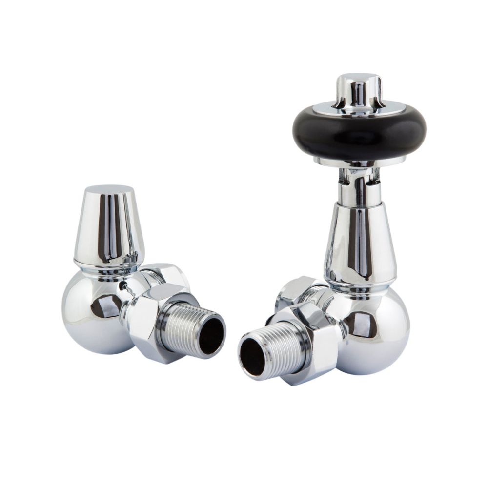 Wooden Head Corner Pair of Radiator Valves