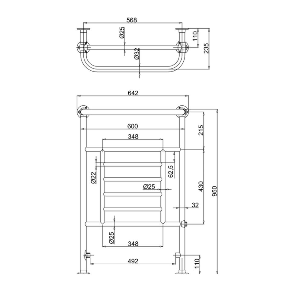 Burlington Vincent Chrome Heated Towel Rail 950x642mm