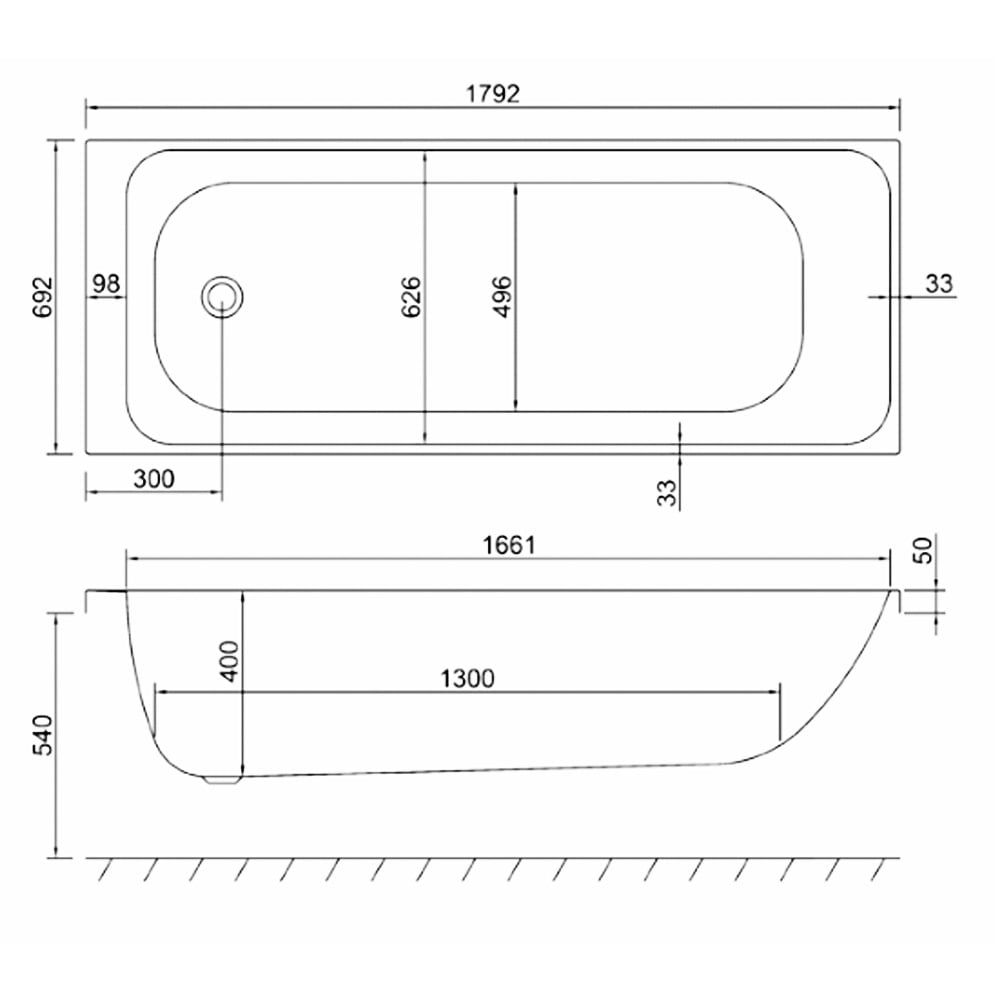 Carron Profile Acrylic Single Ended Bath 1800x700mm