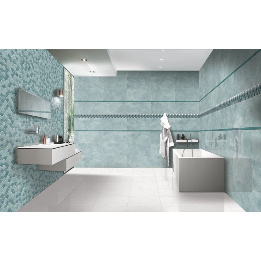 Atlantis Turquoise Gloss Decor Ceramic Tile 600x300mm