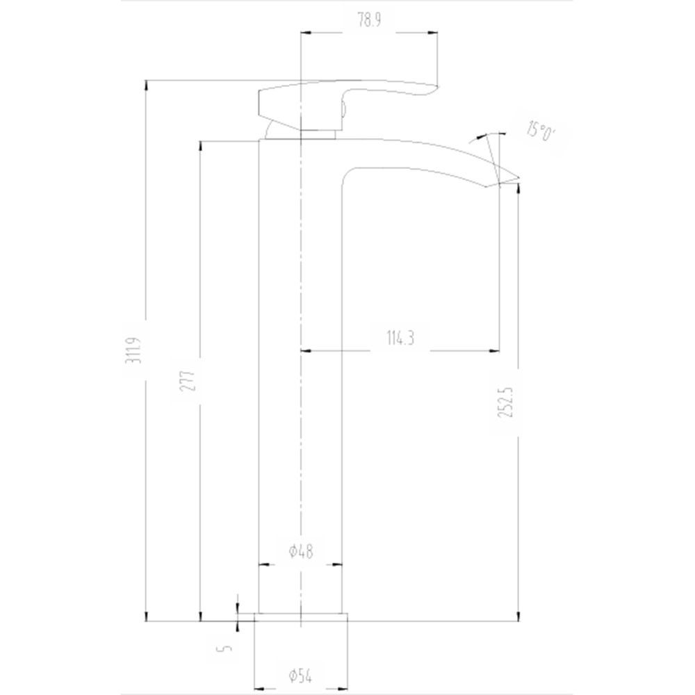 Tear Brushed Bronze Tall Basin Mono Tap dimensions