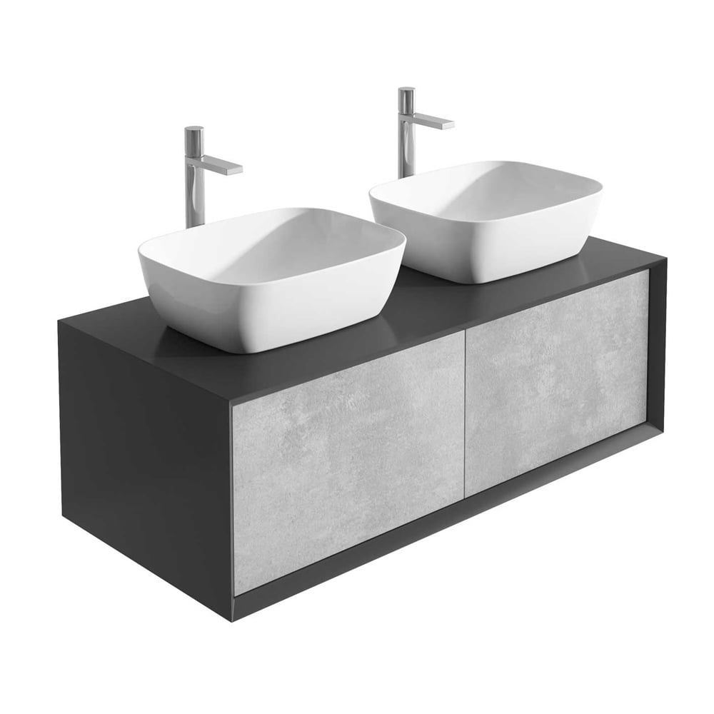 Devlin Black & Concrete Wall Hung Vanity Unit 1200mm