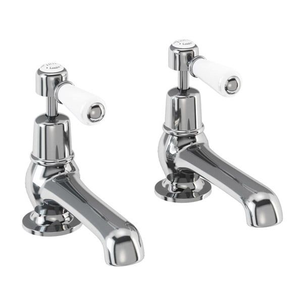 Burlington Kensington Chrome Pair of Traditional 5" Basin Pillar Taps