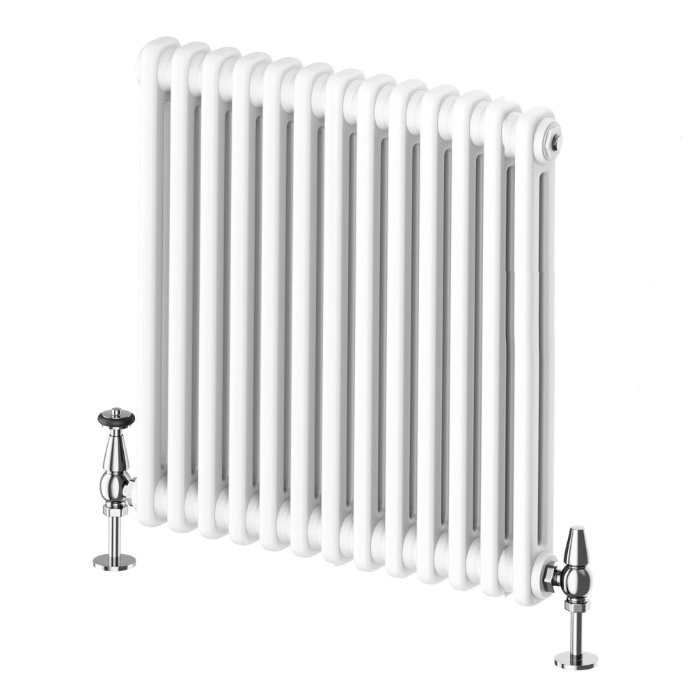 Upton White Double Horizontal Column Radiator - 600x605mm