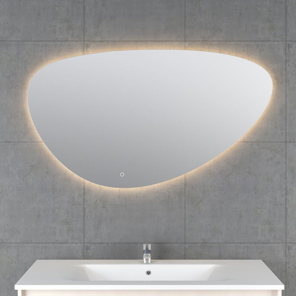 Ivy Backlit LED Illuminated Heated Pebble Bathroom Mirror 1200x687mm